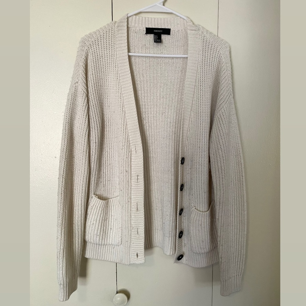 white forever 21 sweater cardigan